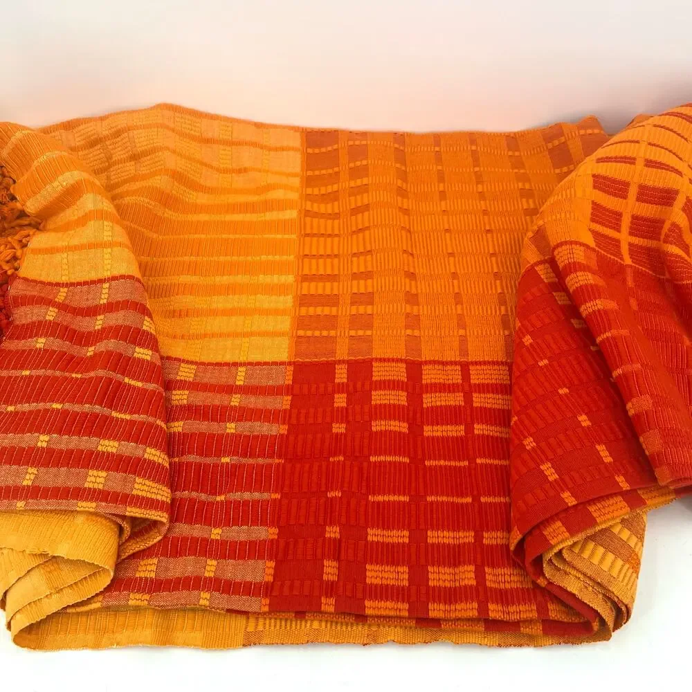 Fabindia mustard red handcrafted coverlet